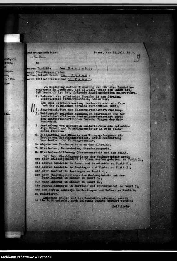 Obraz 13 z jednostki "Konferencje z landratami - korespondencja, porządki obrad"