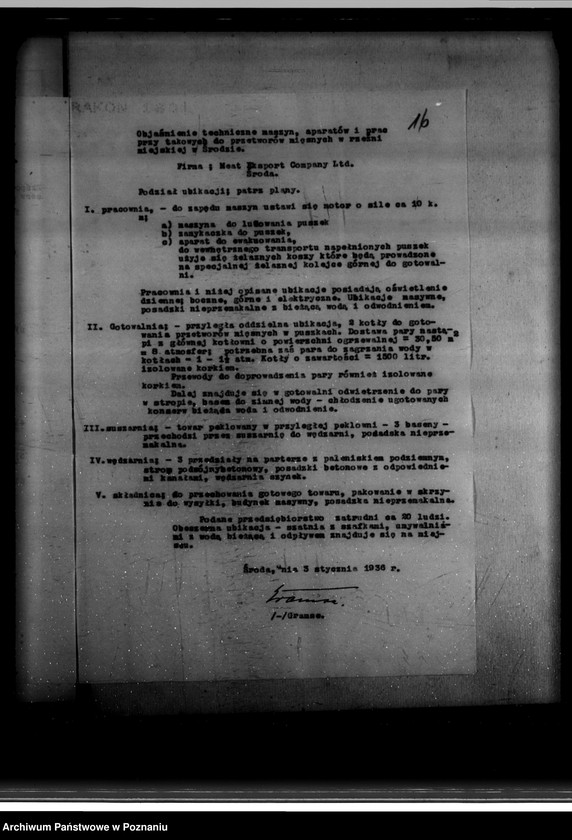 Obraz 20 z jednostki "Zatwierdzenie zakładu przemysłowego /rzeźni Miejskiej/ własność Zarządu Miejskiego w Środzie"