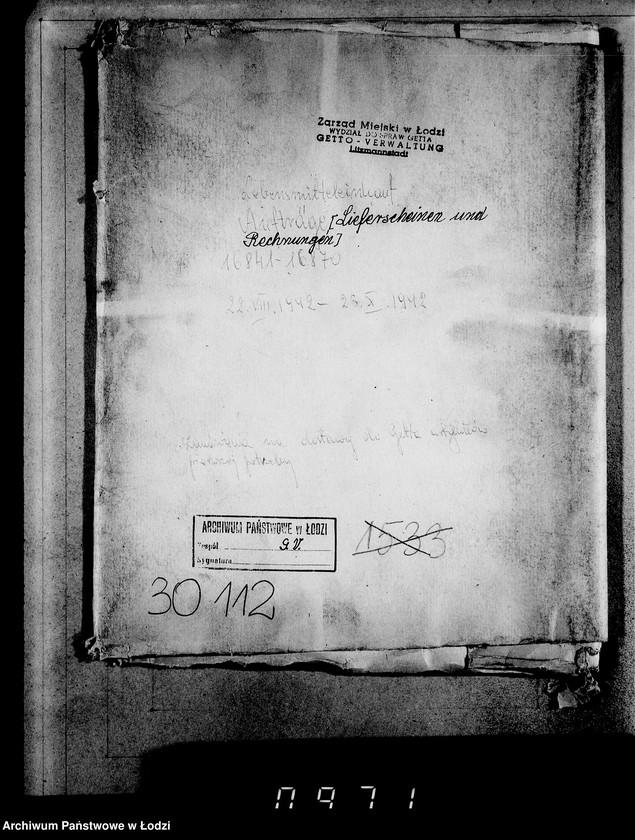 image.from.unit.number "Lebensmitteleinkauf. Aufträge, [Lieferscheinen und Rechnungen] 16841-16870 [Dostawa artykułów pierwszej potrzeby do Getta]"