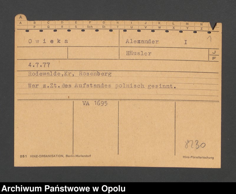 Obraz 3 z jednostki "[Owieka Alexander, ur. 04.07.1877, zam. Rodewalde]"