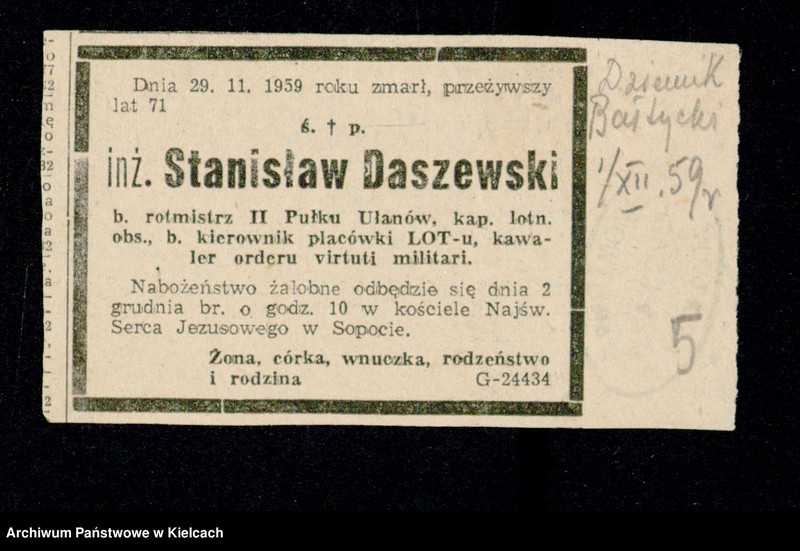 image.from.unit.number "Akta osobiste Stanisława Daszewskiego /syna Jana ur. 1888-zm. 1959/ rotmistrza II Pułku Ułanów, kapitana lotnictwa"