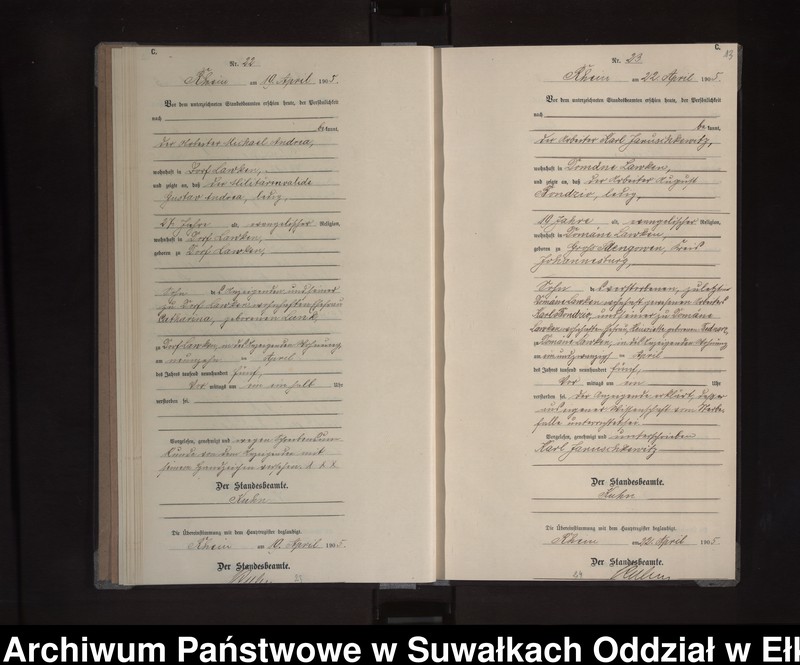 image.from.unit.number "Sterbe-Neben-Register des Königlichen Preussischen Standes-Amtes Orlen Kreis Lötzen"