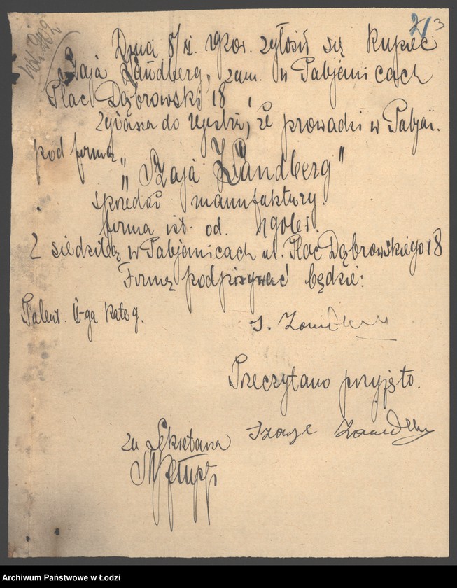 Obraz 5 z jednostki "Szaja Zandberg- sprzedaż manufaktury"