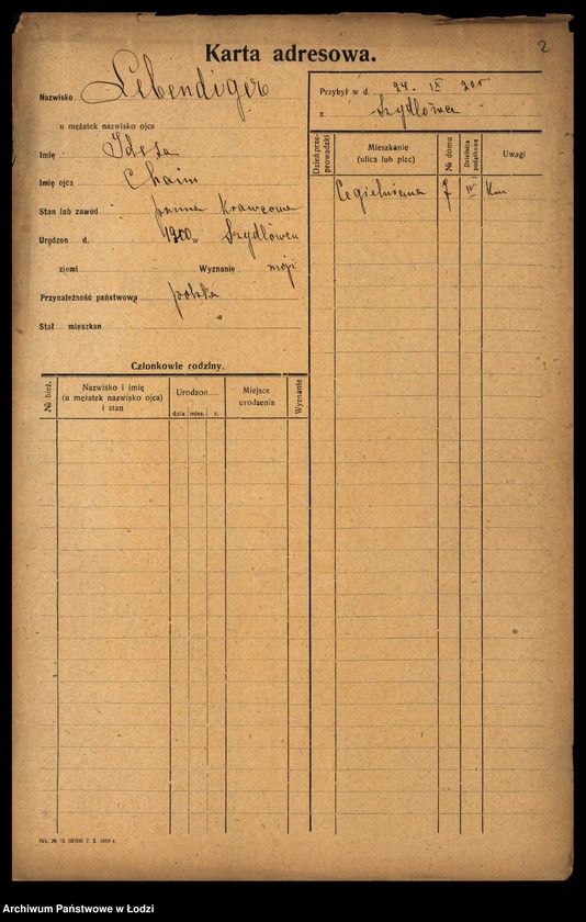 Obraz 4 z jednostki "[Spis ludności Łodzi] Lebendiger - Löffler"