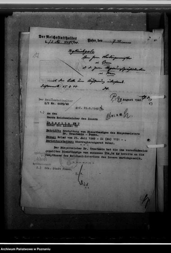 Obraz 16 z jednostki "Dr. Trautwein - Bügermeister und Kämmerer in Posen"