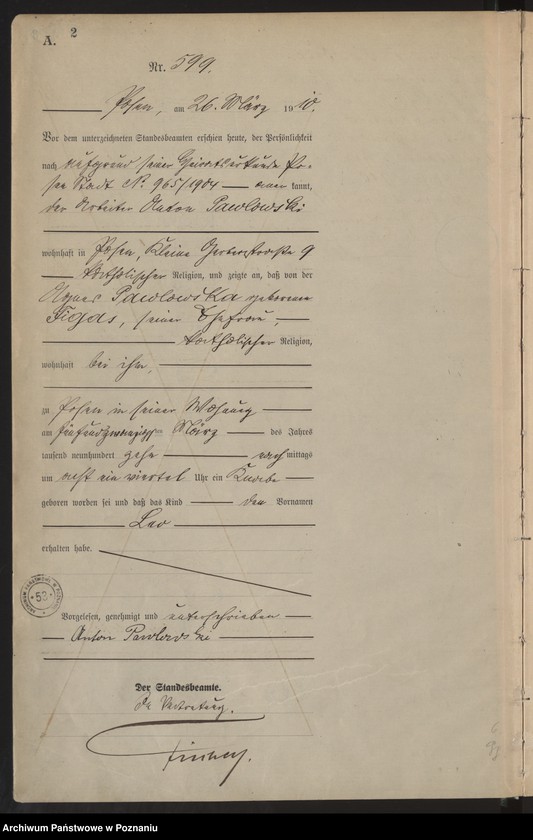 Obraz 3 z jednostki "[Rejestr główny urodzeń]"