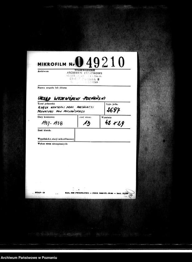 Obraz 2 z jednostki "Księga kontroli prac parcelacji prywatnej dla powiatu poznańskiego"