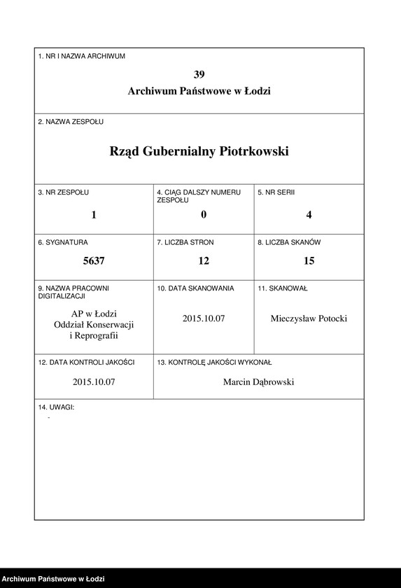 Obraz 1 z jednostki "O postrojkě Iosifom˝ Rahalevskim˝ v˝ Lodzi pod˝ N 1501 kamennyh˝ 3h˝ èt[ažnyh] kazarm˝, kamennago 2h˝ èt[ažnogo] cejhgauza i 1no èt[ažnogo] artillerìjskago saraâ, 1no ètaž[noj] kuznicy i rasširenìâ sortirov˝"