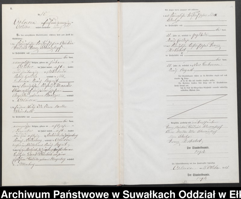 image.from.unit.number "Heiraths-Neben-Register des Preussischen Standes-Amtes Orlowen Kreis Loetzen"