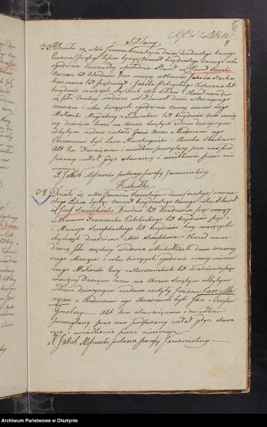 image.from.unit.number "Duplikat Kościoła Parafialnego Janowieckiego składający się z trzech Oddziałow to jest Ak Urodzenia Zaslubienia i Zejścia na Rok 1838 przeznaczony"