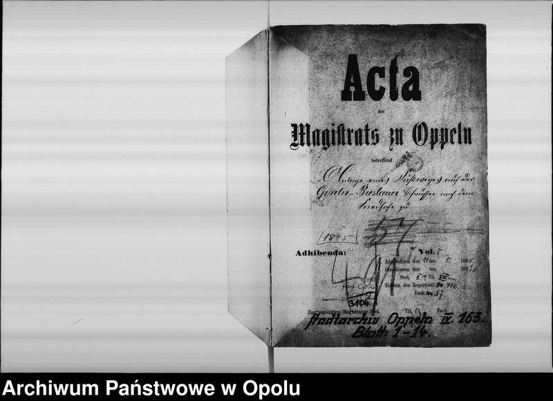 Obraz 4 z jednostki "Acta des Magistrats zu Oppeln betreffend Anlage eines Fussweges auf der Oppeln-Breslauer Chaussen nach dem Friedhofe zu. Vol. I"