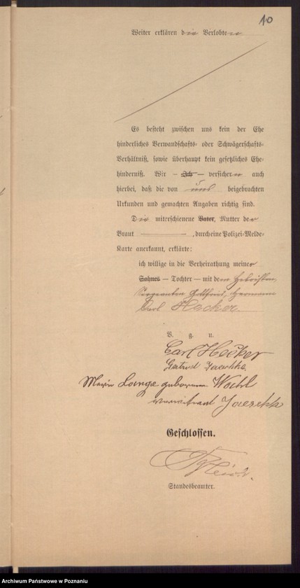 Obraz 12 z jednostki "Die von den Verlobten beigebrachten Urkunden zur Eheschliessung pro 1898"