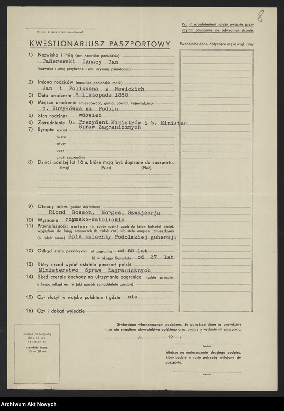 image.from.unit.number "Poselstwo R.P. w Bernie; Załączniki: 2 kwestionariusze paszportowe I. Paderewskiego; L.8"
