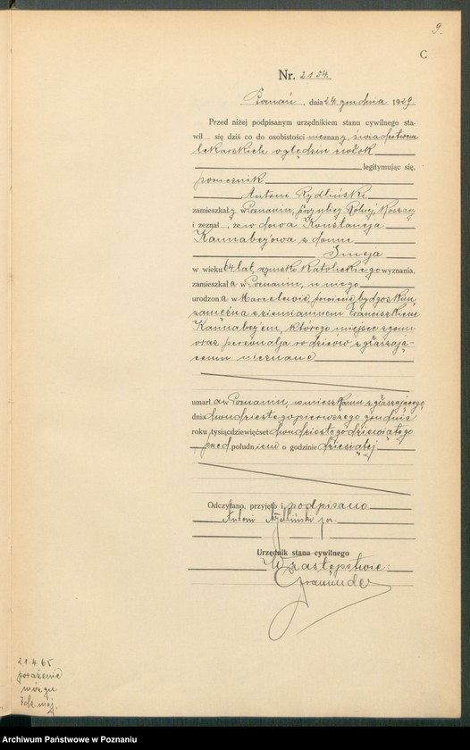 Obraz 11 z jednostki "Księga miejscowa zgonów tom V [Rejestr główny zgonów]"