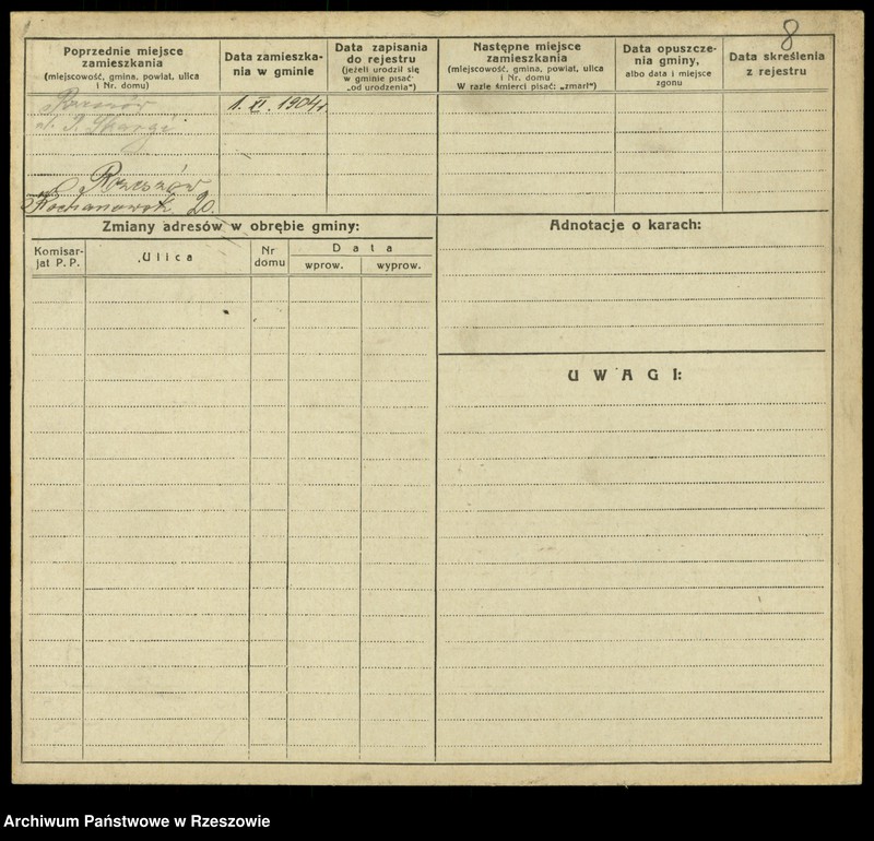 Obraz 10 z jednostki "Kartoteki kontroli ruchu ludności Litera: K"