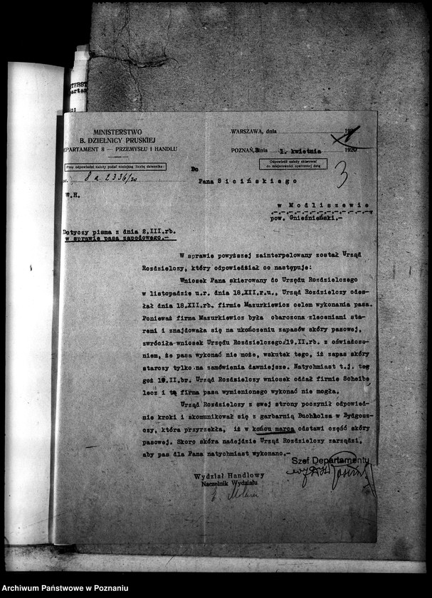 Obraz 7 z jednostki "Sprawy szczegółowo-administracyjne Pasy zapędne"