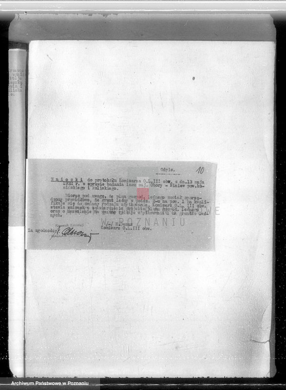 Obraz 14 z jednostki "Sprawa zmiany podziału użytkowania 1,00 ha gruntów leśnych w majątku Obory-Niniew powiaty koniński i kaliski"