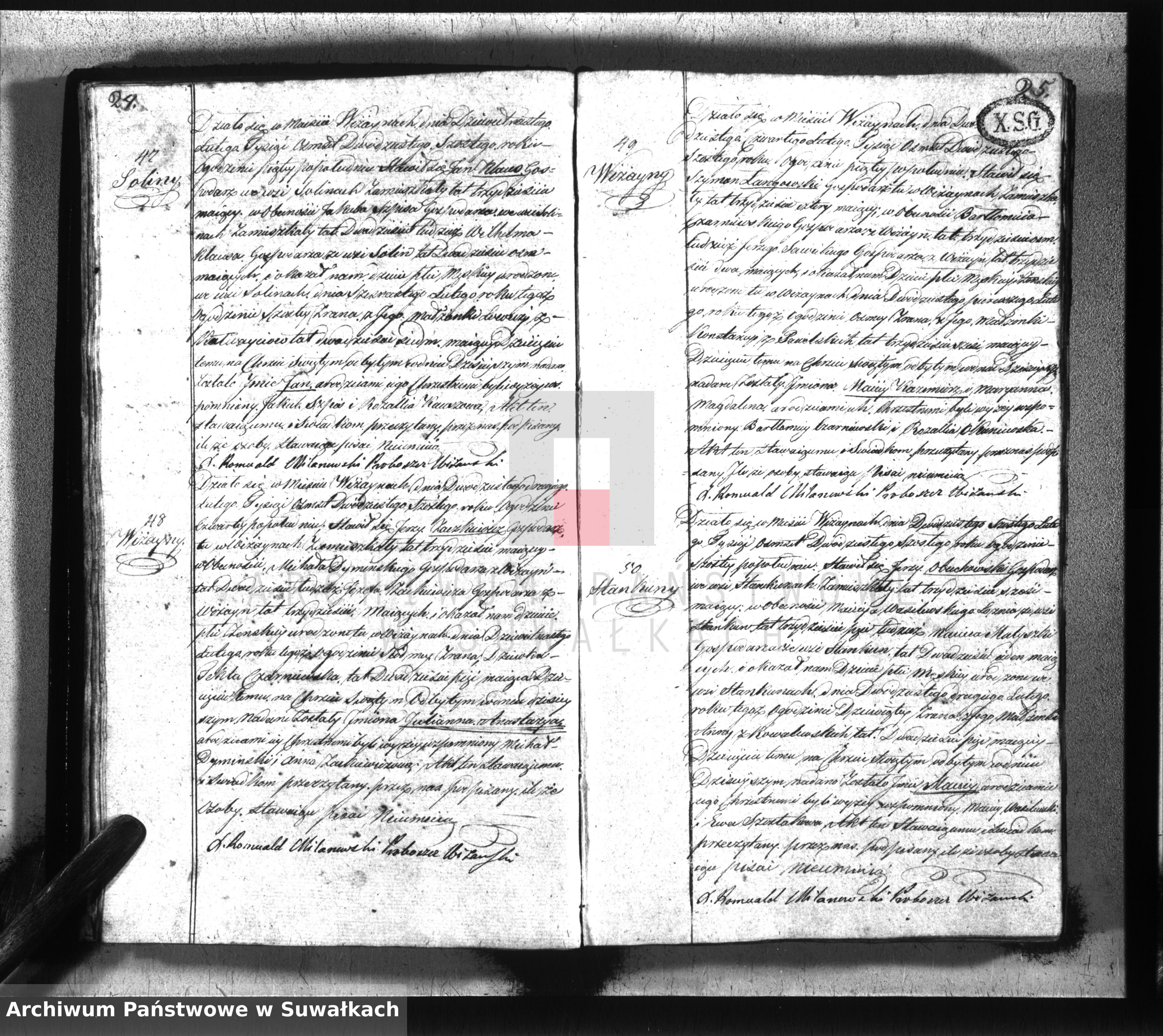 Skan z jednostki: Księga urodzonych, zaślubionych i umarłych gminy wiżańskiey z roku 1826