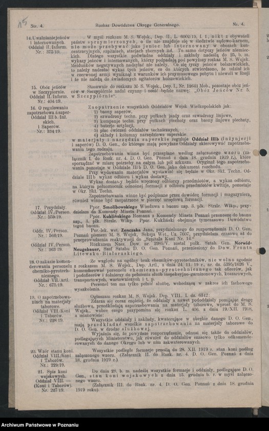 Obraz 17 z jednostki "/Rozkazy Dowództwa Okręgu Generalnego w Poznaniu/, nr 1-6."