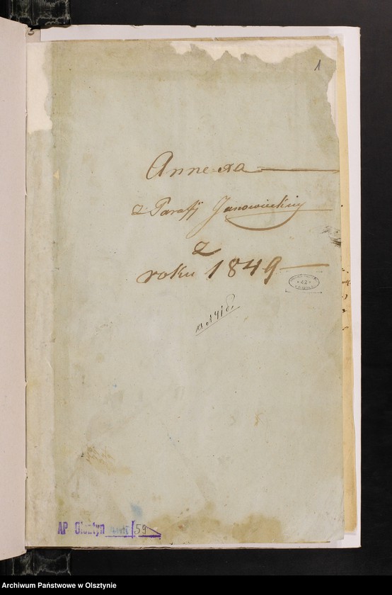 image.from.unit.number "Annexa z Parafij Janowieckiey z roku 1849"