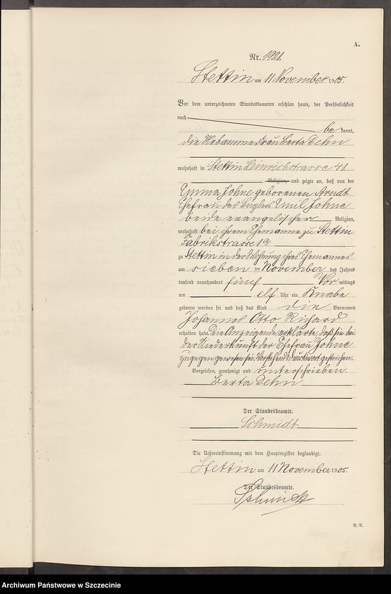 Obraz 15 z jednostki "Geburts-Register (Neben-Register) Band V"