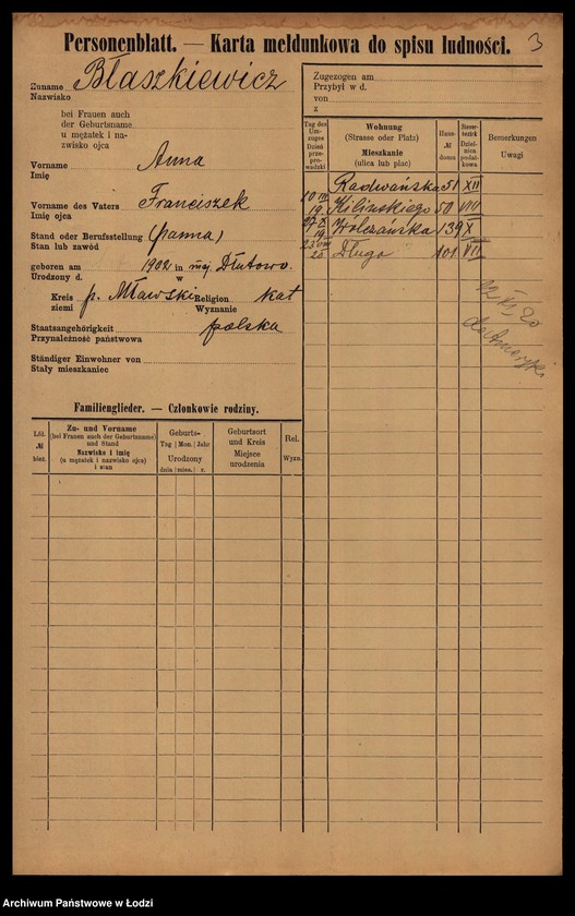 Obraz 5 z jednostki "[Spis ludności Łodzi] Błaszek - Bochenek"