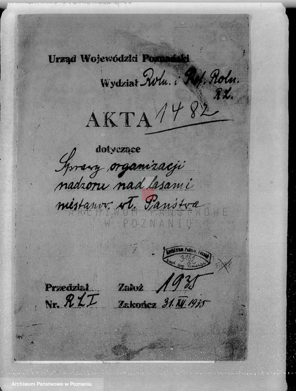 Obraz 4 z jednostki "Sprawy organizacji nadzoru nad lasami nie stanowiących własności państwa /spisy spraw/"