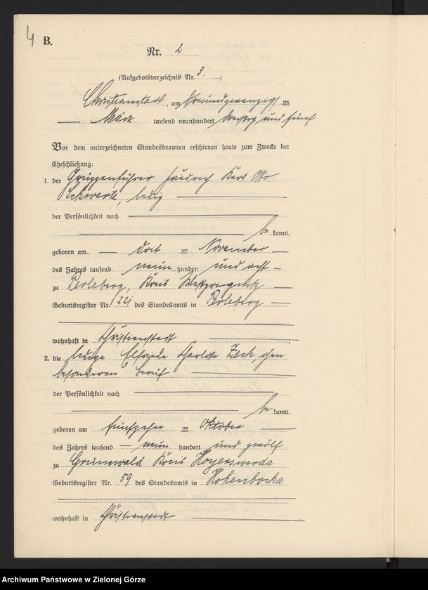 image.from.unit.number "Heirats-Neben-Register Standesamt Christianstadt 1935 No. 1 bis 18"