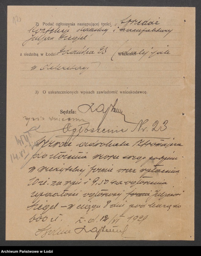 Obraz 14 z jednostki "Moszek Gutman – drobra sprzedaż manufaktury półwełnianej"