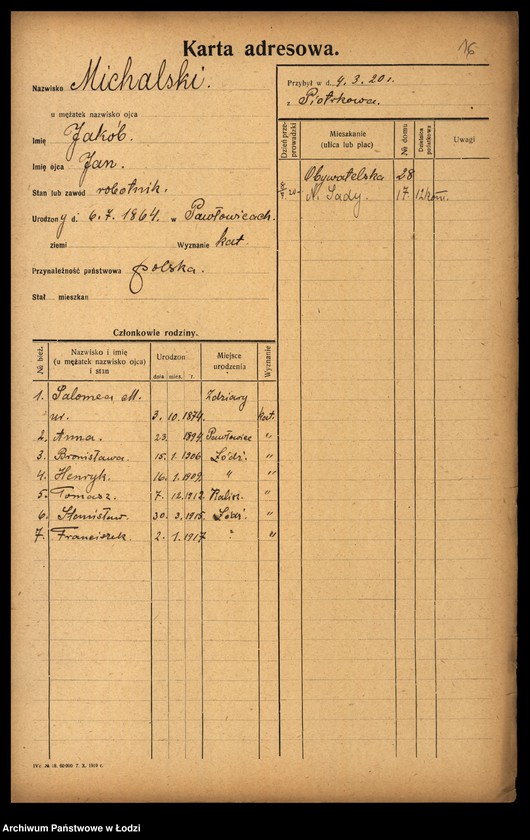 Obraz 18 z jednostki "[Spis ludności Łodzi] Michalski - Michałowicz"
