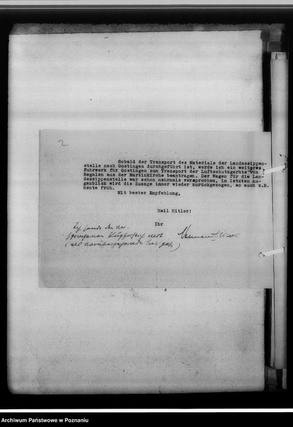 Obraz 6 z jednostki "Arbeitsbesprechung der Sippenamtsleiter in Gostingen [Gostyń, porządek obrad i sprawozdanie z zebrania kierowników powiatowych urzędów do spraw genealogicznych z terenu województwa poznańskiego]"