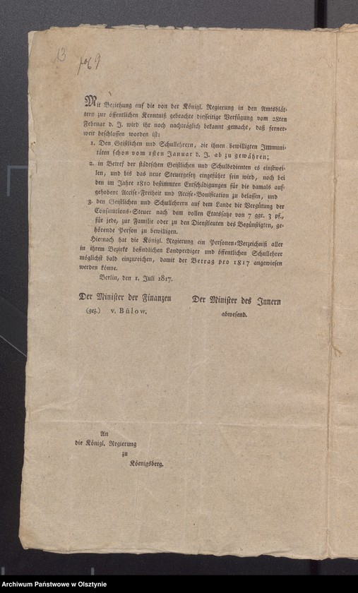 image.from.unit.number "Accisse Vergütungs-Sachen für Prediger der Schwarzsteinsche Gemeine"