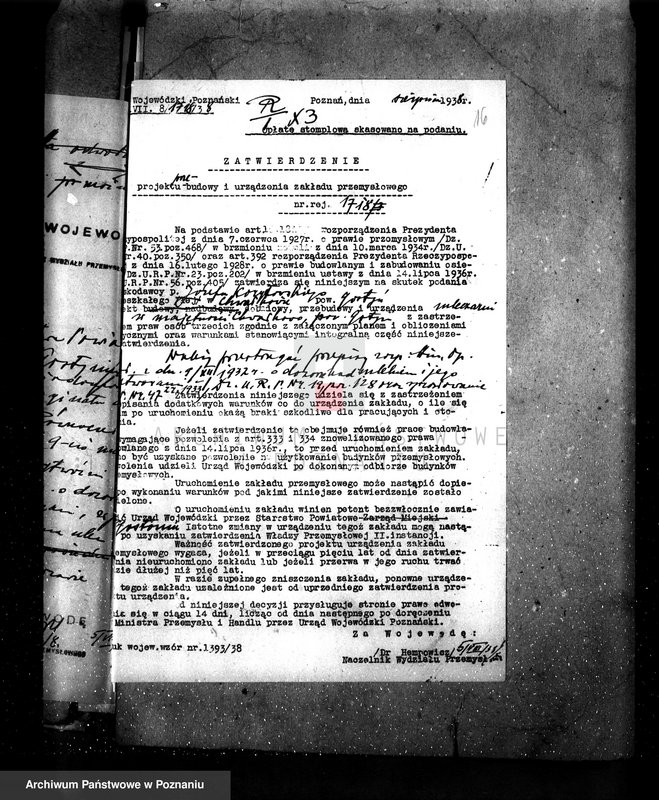 Obraz 20 z jednostki "/Zatwierdzenie projektu przebudowy i urządzenia mleczarni mechanicznej w majątku Chwałkowo własność J. Korytowski/"