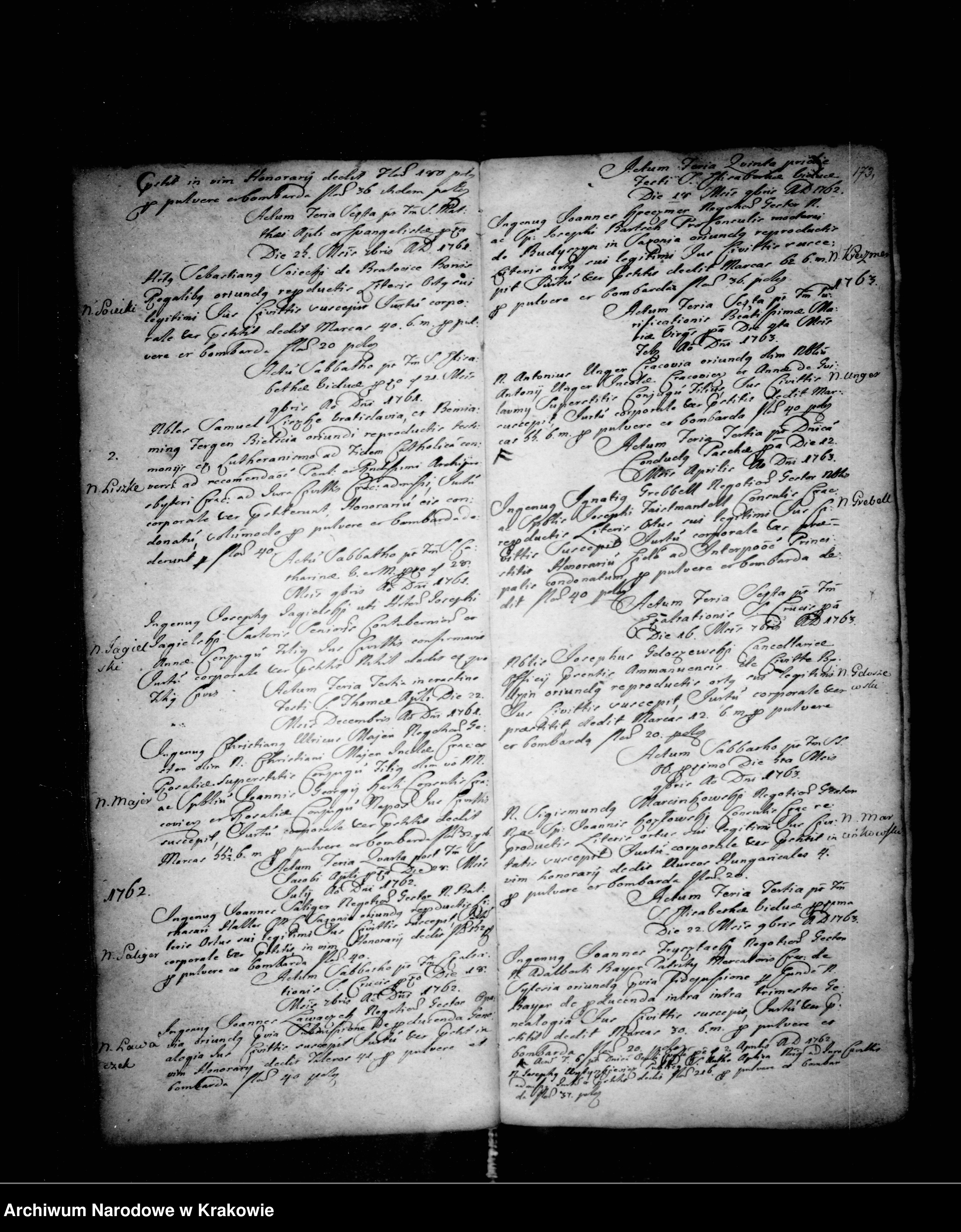 Skan z jednostki: Cathalogus civium Cracoviensium primi ordinis