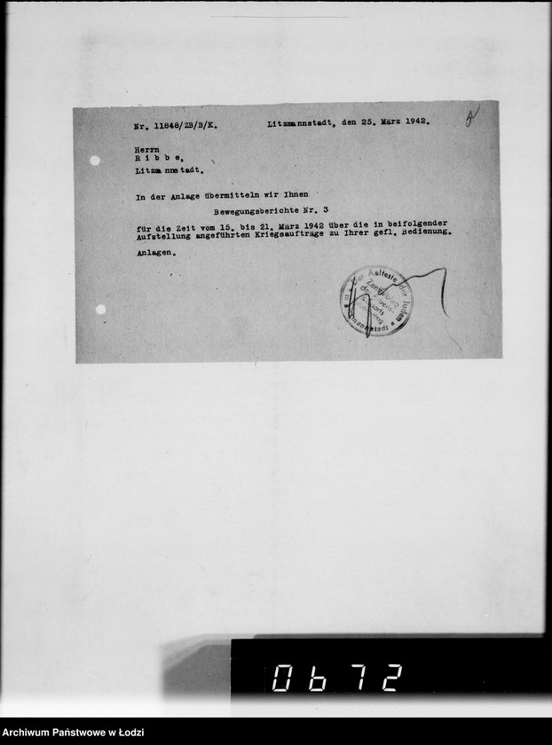 Obraz 9 z jednostki "Bewegungsberichte [Z realizacji zamówień wojskowych]"