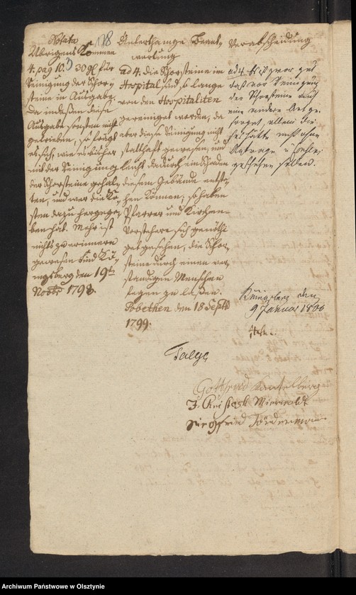 image.from.unit.number "Administrations Rechnung über des Stolterfothsche Legaten Capital und derer Intereßen deßen Einnahme und Ausgabe zu Pobethen von Michaelis 1798 bis Michaelis 1799"