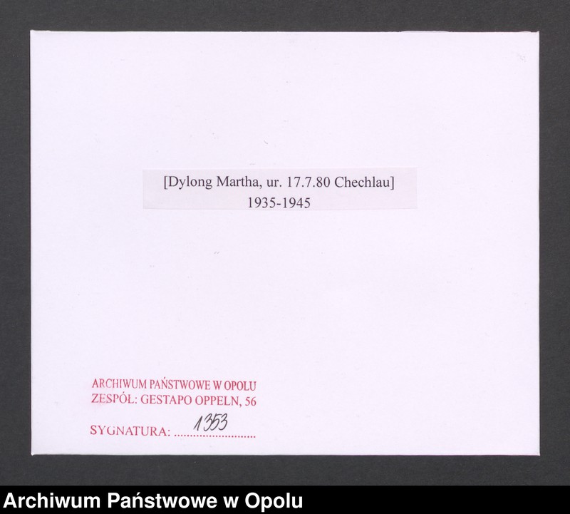 Obraz 2 z jednostki "[Dylong Martha, ur. 17.7.1880 Chechlau]"