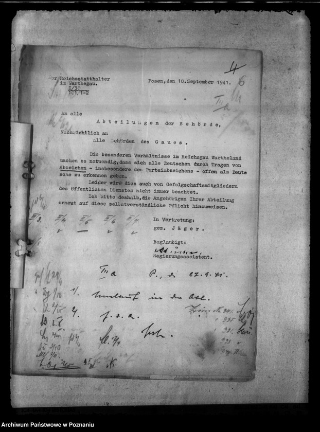 Obraz 10 z jednostki "Unterbringung der Behörden. Einrichtung der Dienststrafkammer. Förderrung des Baues von Baracken. Organisation des Gestapo."