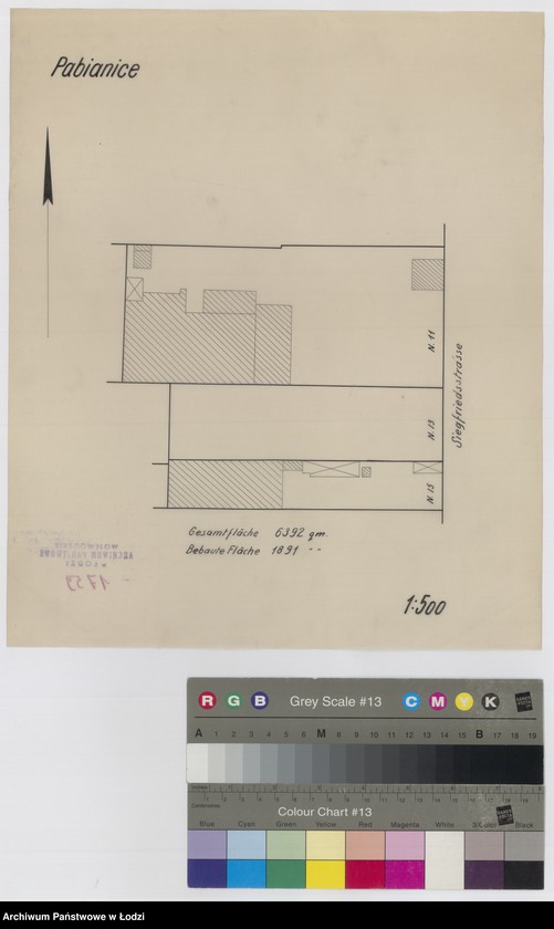Obraz 1 z jednostki "Pabianice. Plan nieruchomości położonych przy ulicy Bocznej (Siegfriedstrasse) 11-15"