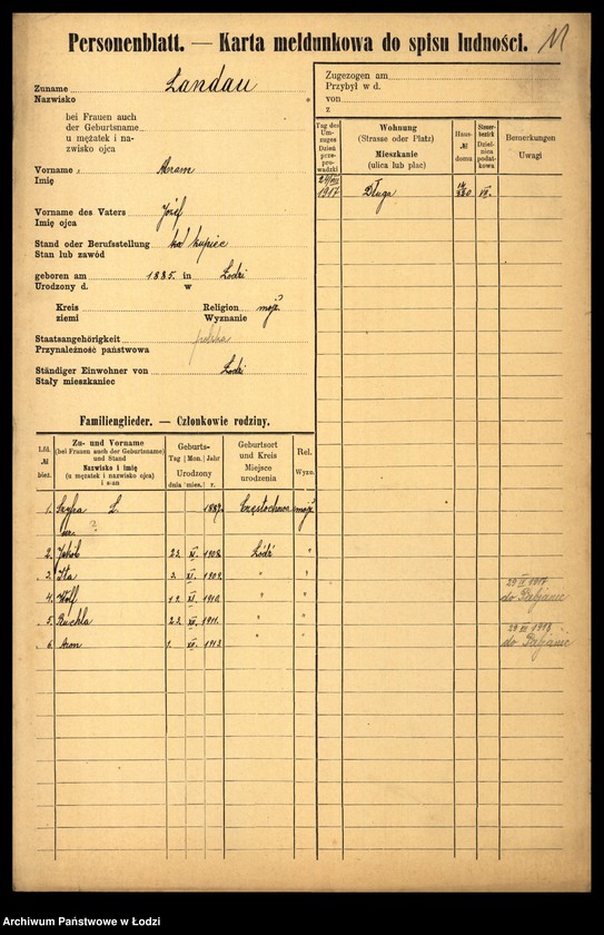 Obraz 13 z jednostki "[Spis ludności Łodzi] Landau - Landman"