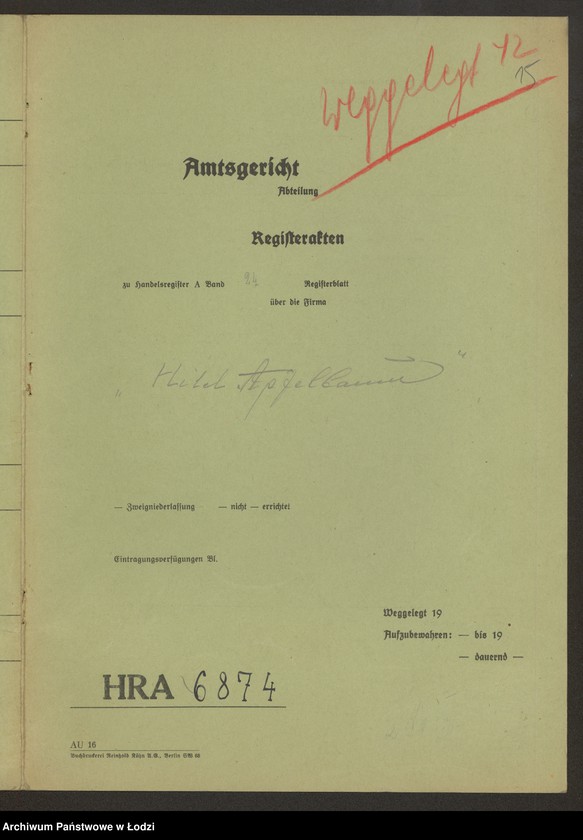 Obraz 17 z jednostki "Hitel Apfelbaum – sklep galanteryjny"