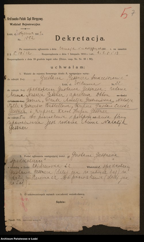 Obraz 9 z jednostki "Gustaw Gessner Sukcesorowie- wykańczalnia i farbiarnia"