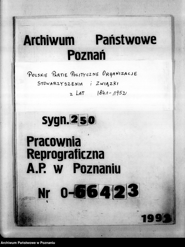 Obraz 1 z jednostki "Stowarzyszenie "Polonia- Italia" w Poznaniu: a/ dokumenty dotyczące założenia Towarzystwa /statut i inne/, b/ sprawozdania roczne z działalności i protokoły zebrań, c/ korespondencja różna, d/ listy członków, e/ druki, afisze"