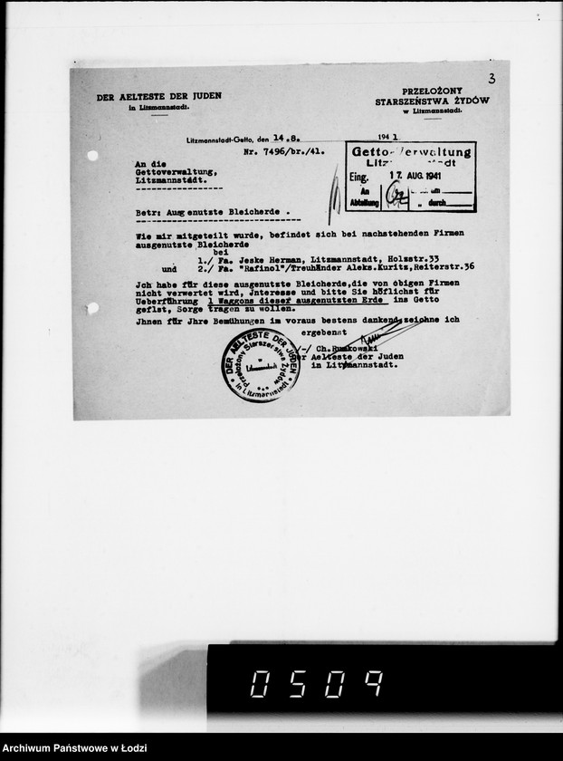 Obraz 7 z jednostki "Bedarfsmeldungen der Älteste der Juden"