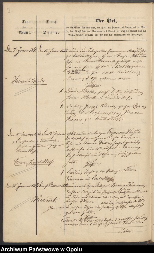 image.from.unit.number "Tauf-Buch der Filial-Kirche zu Endersdorf [kościół filialny w Jędrzejowie parafii rzymskokatolickiej w Grodkowie]"