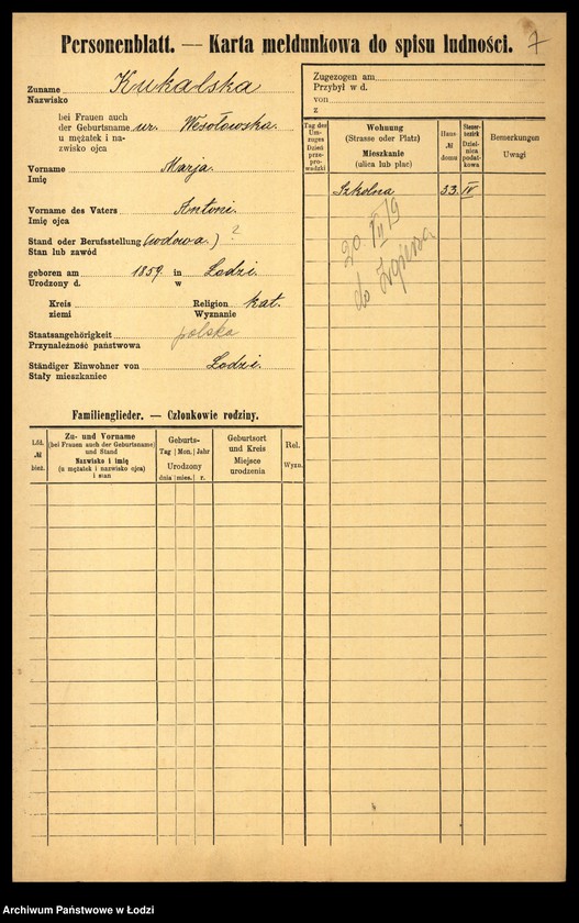 Obraz 9 z jednostki "[Spis ludności Łodzi] Kukulski - Kulik"