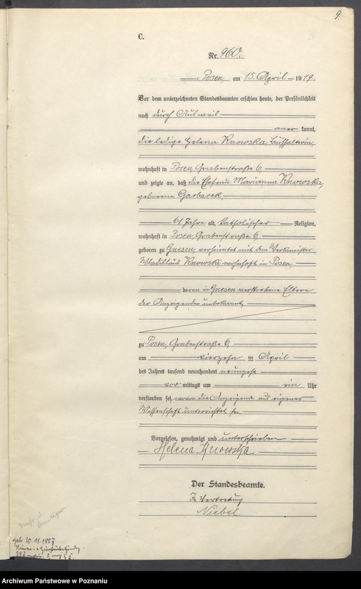 Obraz 11 z jednostki "Księga miejscowa zgonów tom III [Rejestr główny zgonów]"