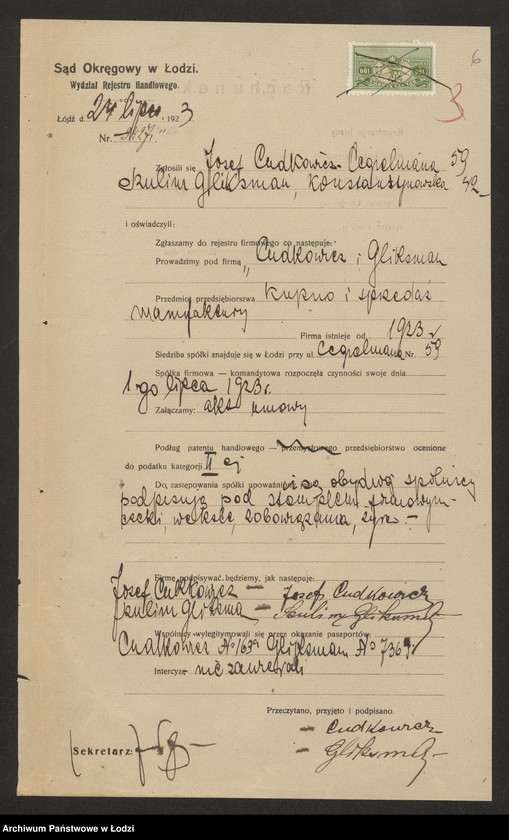 Obraz 8 z jednostki "Ludkowicz i Gliksman – sprzedaż towarów manufakturowych"