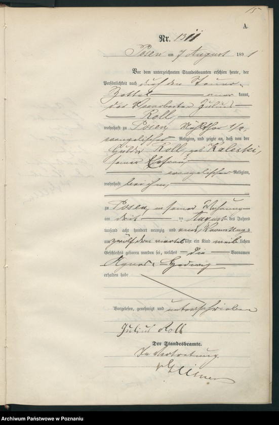 Obraz 18 z jednostki "Księga urodzeń t. IV"