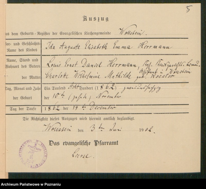 Obraz 7 z jednostki "[Dokumenty dostarczone przez narzeczonych do zawarcia związku małżeńskiego za 1902 rok. Tom X]"